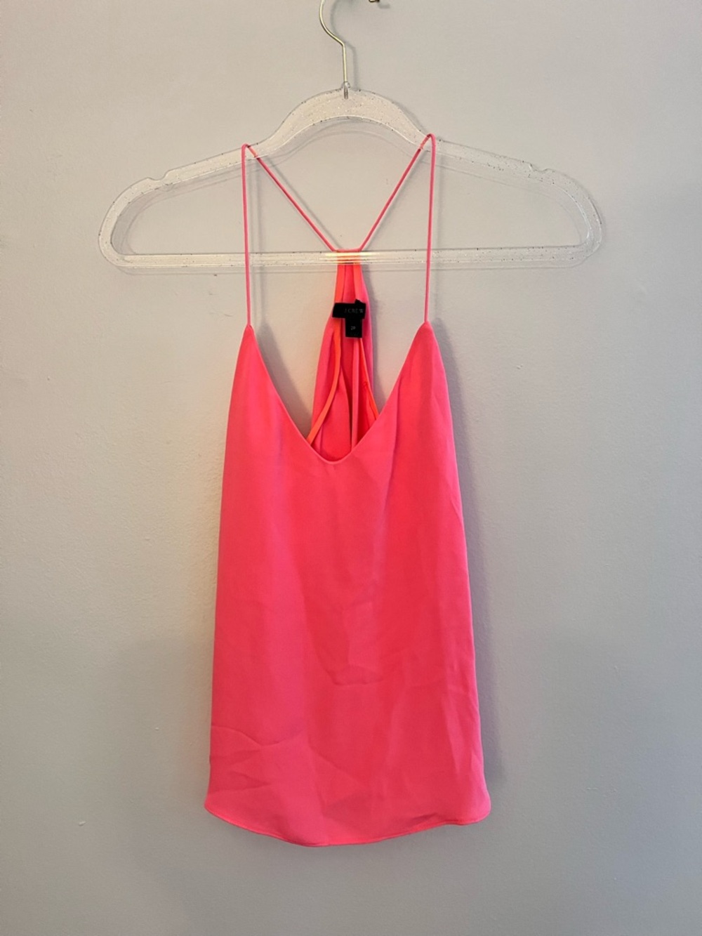 J.CREW Neon Pink 100% Silk Racerback Tank Top